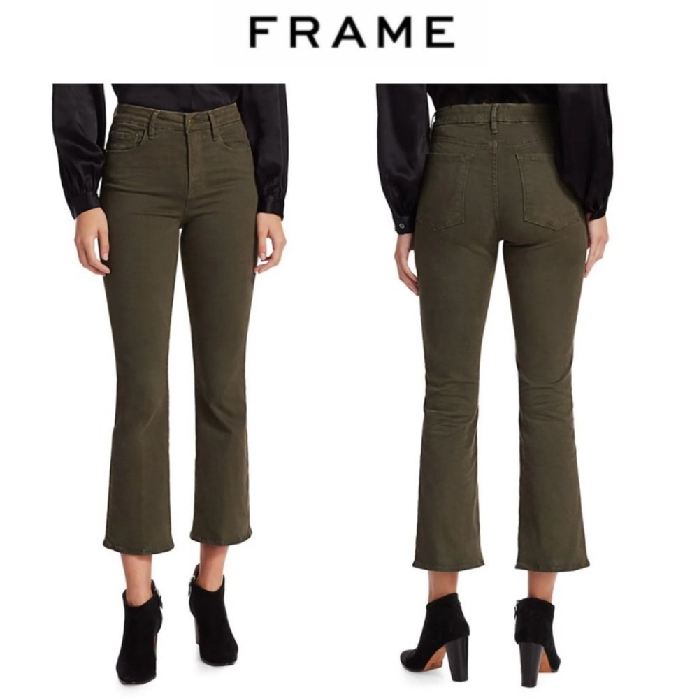 Frame Le Crop Mini Bootcut Jeans in Deep Moss Size 27